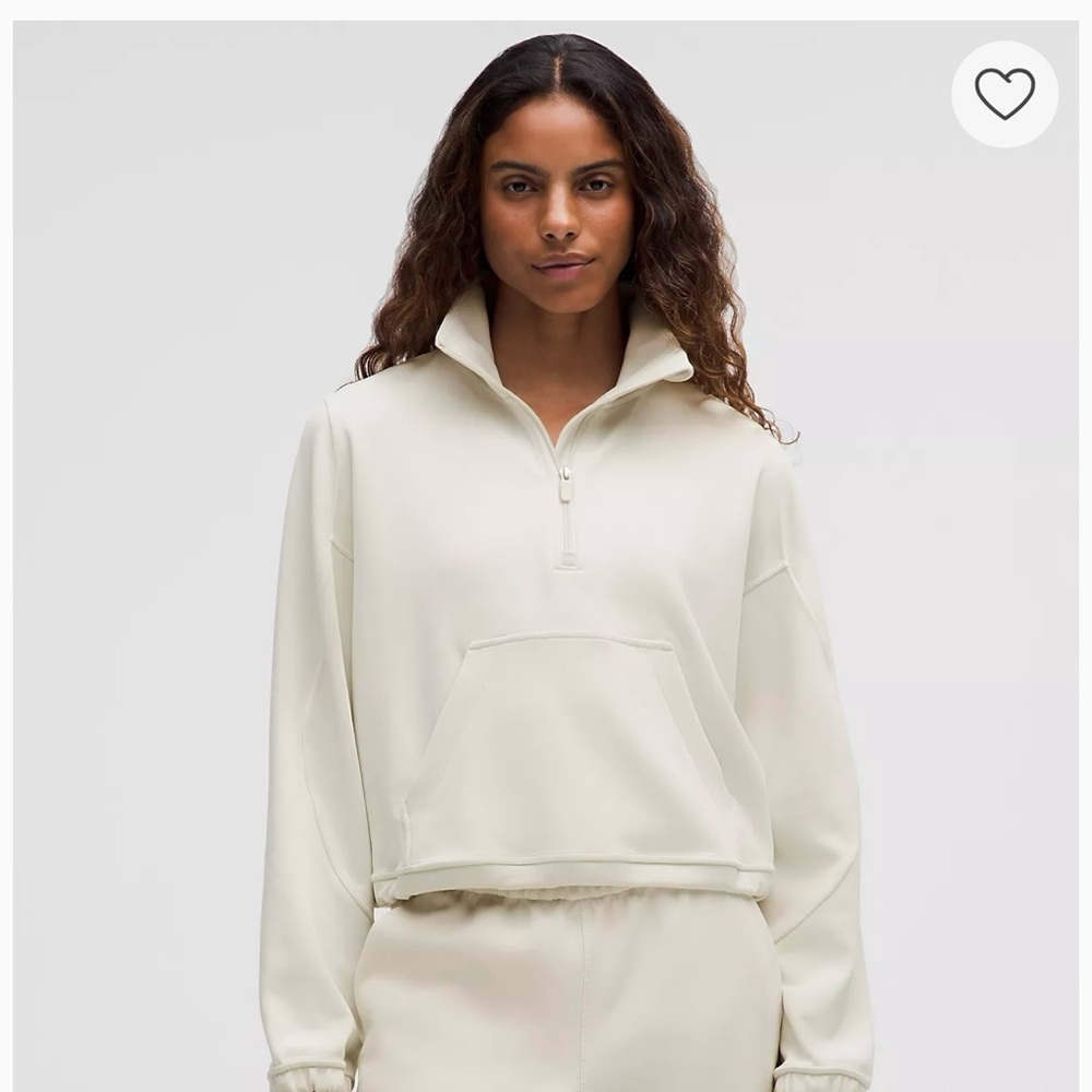 NWOT Lululemon Bruahed Softstream Women's Cream Quarter-Zip Pullover